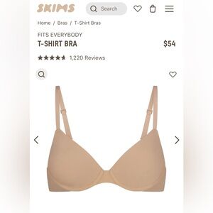 SKIMS FITS EVERYBODY T-SHIRT BRA | CLAY × 1